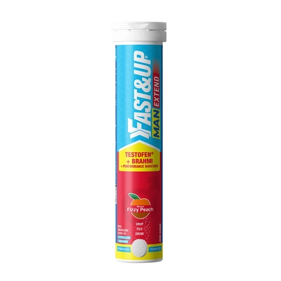 Fast&amp;Up Man Extend Fizzy Peach Flavour with Testofen &amp; Brahmi, 20 Effervescent Tablet, Pack of 1