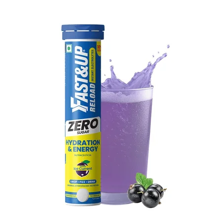 Fast&Up Reload Low Sugar Energy Drink & Instant Hydration Ice Current Flavour, 20 Effervescent Tablets