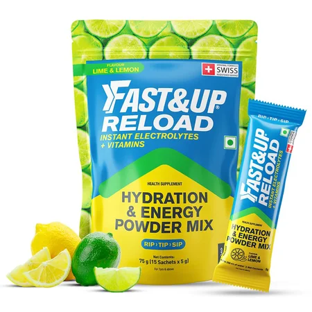 Fast&Up Reload Lime & Lemon Instant Drink Mix,75 gm (15 Sachets x 5 gm) 