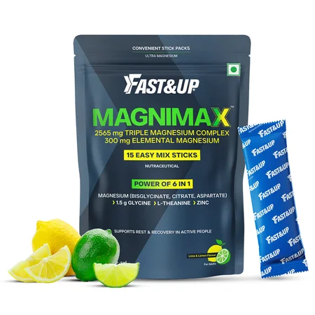 Fast&Up Magnimax Lime & Lemon Flavour Sachets, 90 gm (15X6 gm)