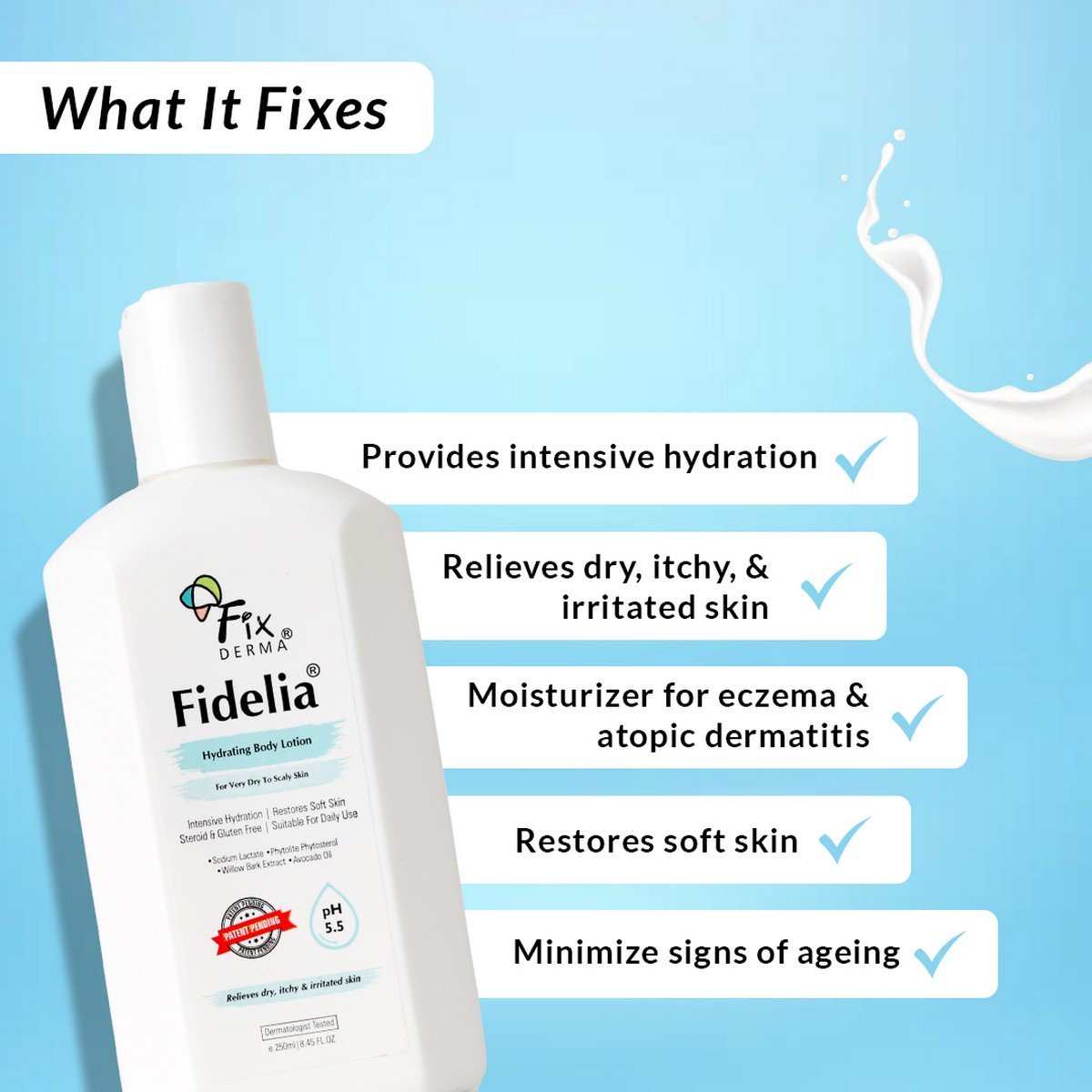 Fixderma Fidelia Hydrating Body Lotion, 250 ml, Pack of 1 Fixderma Fidelia Hydrating Body Lotion, 250 ml, Pack of 1