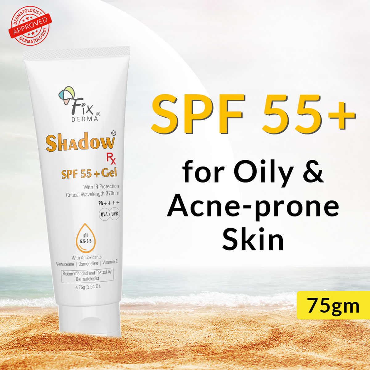 Fixderma Shadow SPF 55+ Gel 75 gm, Pack of 1 Fixderma Shadow SPF 55+ Gel 75 gm, Pack of 1