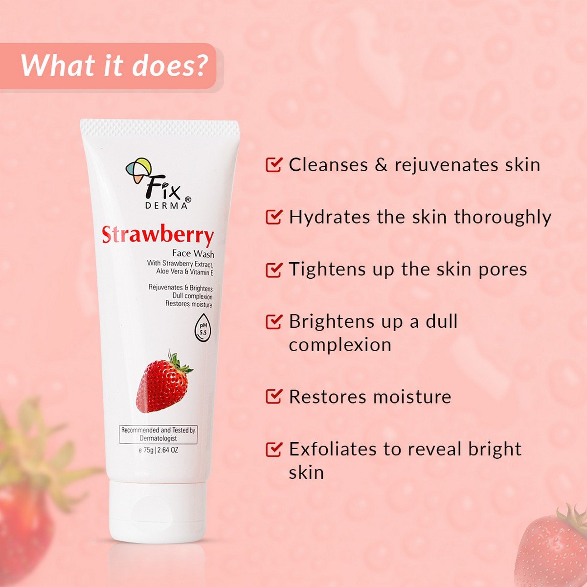 Fixderma Strawberry Face Wash 75 gm, Pack of 1 Fixderma Strawberry Face Wash 75 gm, Pack of 1
