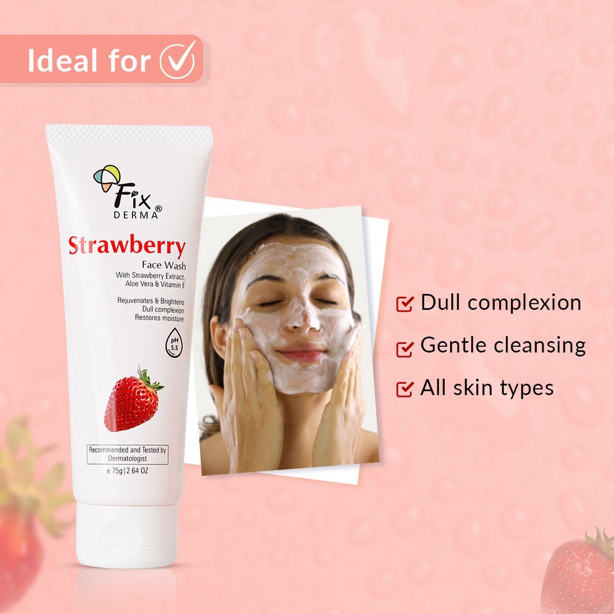 Fixderma Strawberry Face Wash 75 gm, Pack of 1 Fixderma Strawberry Face Wash 75 gm, Pack of 1