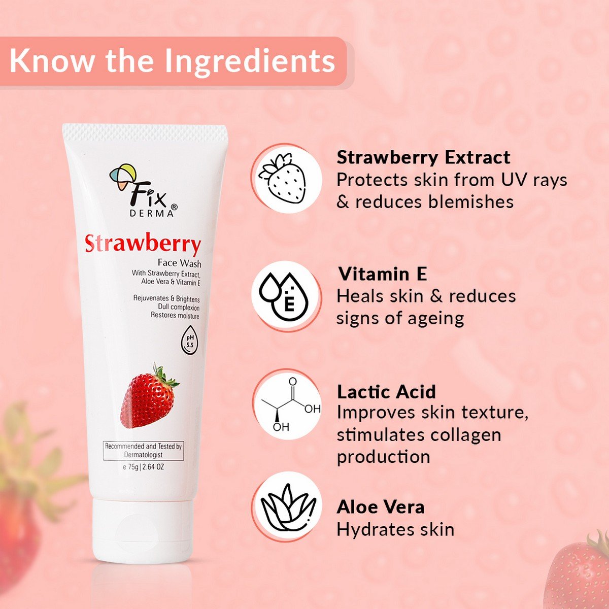 Fixderma Strawberry Face Wash 75 gm, Pack of 1 Fixderma Strawberry Face Wash 75 gm, Pack of 1
