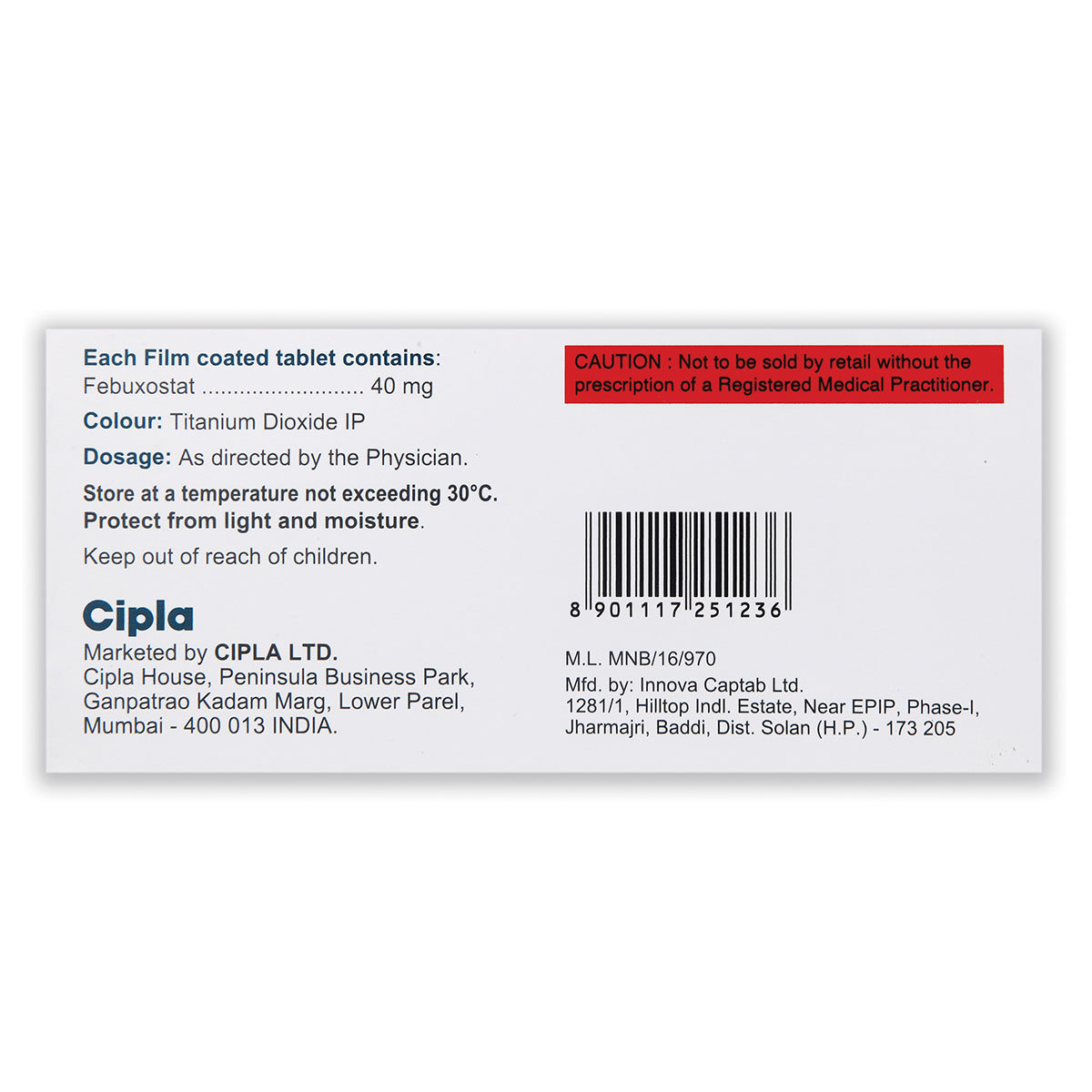 Febutec 40 Tablet 10's, Pack of 10 TABLETS Febutec 40 Tablet 10's, Pack of 10 TABLETS