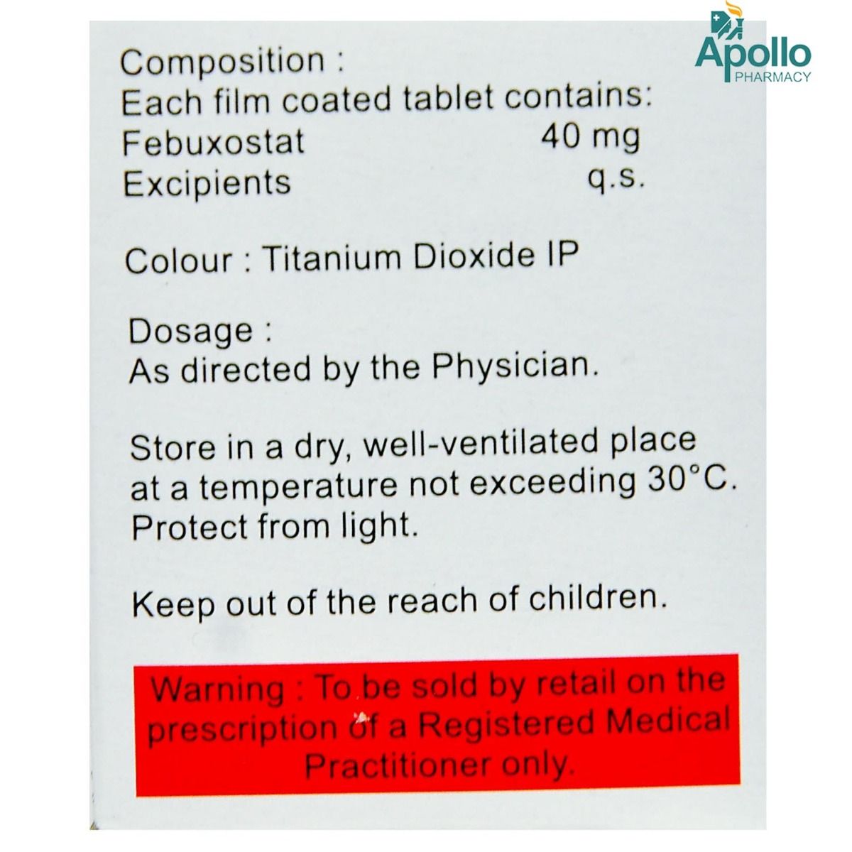 Feburic 40 Tablet 15's, Pack of 15 TABLETS