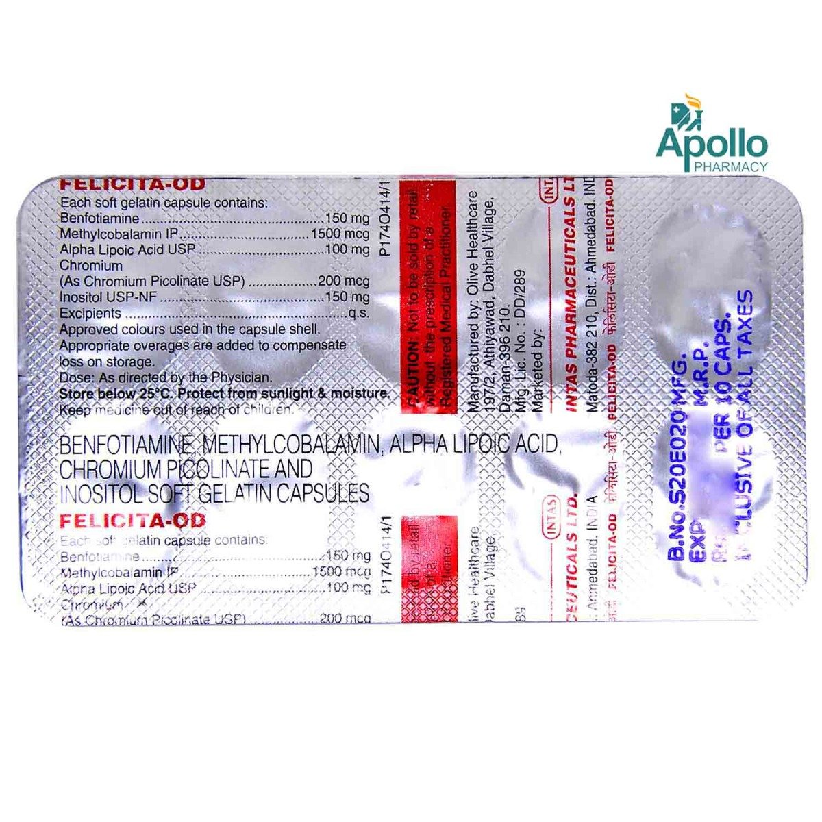 Felicita-OD Capsule 10's, Pack of 10 CAPSULES Felicita-OD Capsule 10's, Pack of 10 CAPSULES