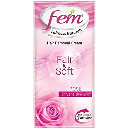 Fem Fair & Soft Rose Hair Removal Cream for Sensitive Skin, 25 gm