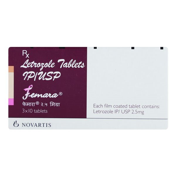 Femara 2.5 mg Tablet 10's, Pack of 10 TABLETS Femara 2.5 mg Tablet 10's, Pack of 10 TABLETS