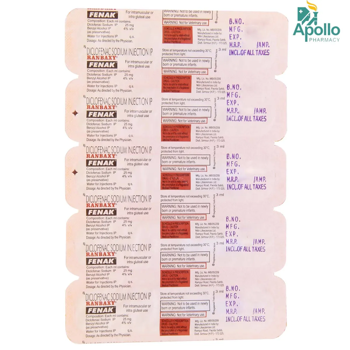 Buy Fenak Injection 3 ml online | Uses, Side Effects, Price and substitutes | Apollo Pharmacy