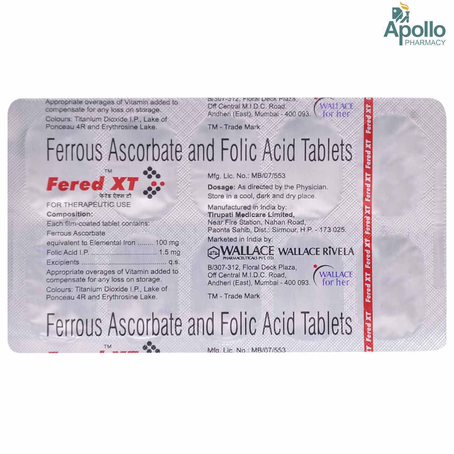 Fered XT Tablet 10's, Pack of 10 TABLETS Fered XT Tablet 10's, Pack of 10 TABLETS