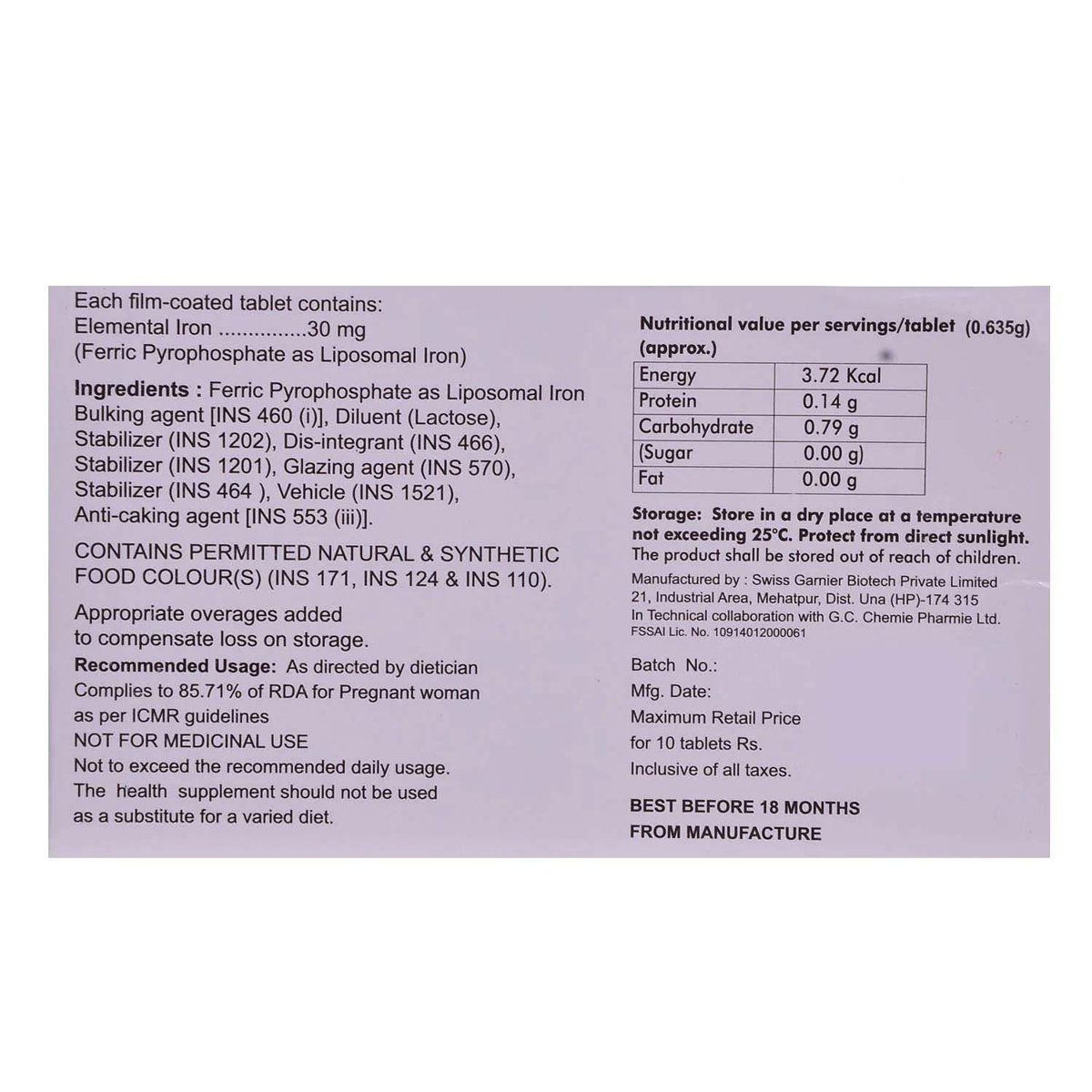 Ferisome Tablet 10's, Pack of 10 TABLETS Ferisome Tablet 10's, Pack of 10 TABLETS