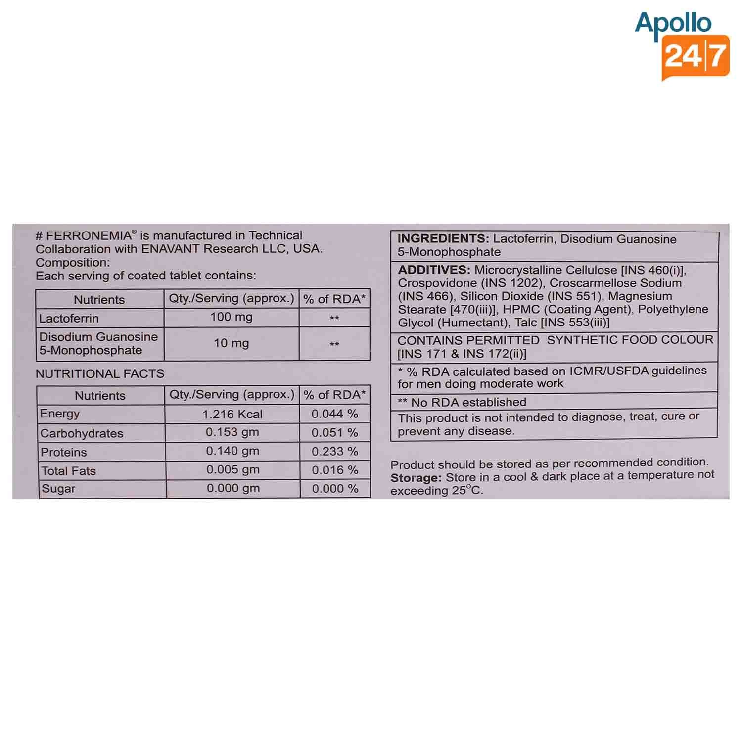 Ferronemia Tablet 10's, Pack of 10 TABLETS Ferronemia Tablet 10's, Pack of 10 TABLETS