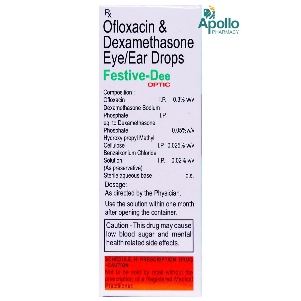 Festive Dee Optic Eye/Ear Drops 10 ml Price, Uses, Side Effects ...