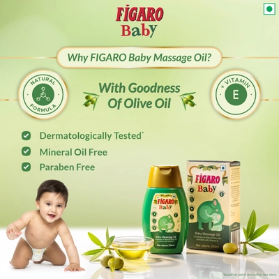 Figaro Baby Massage Oil, 200 ml, Pack of 1