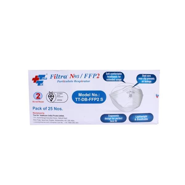 Theatex Filtra N95/FFP2 N95 5 Layer Face Mask, 25 Count