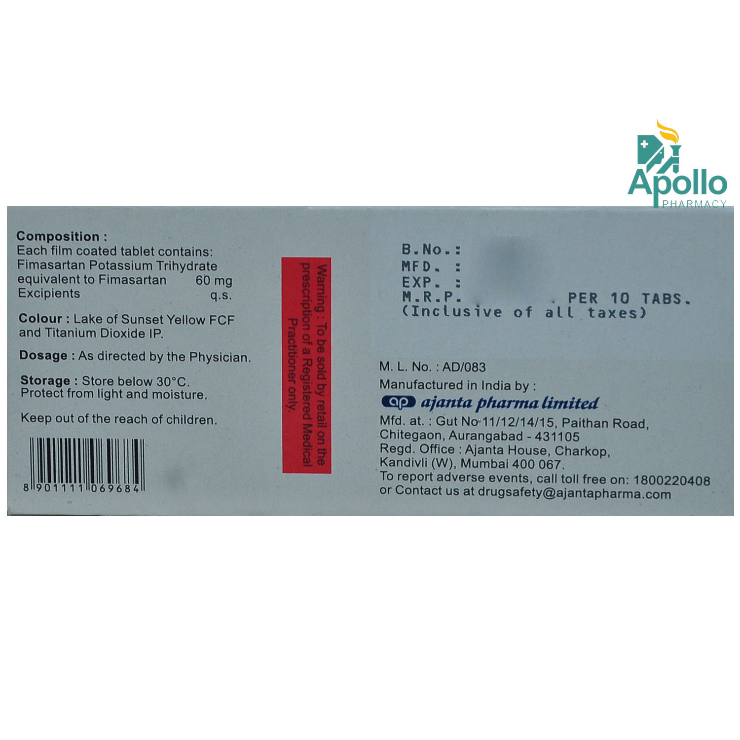 Fimanta 60 Tablet 10's, Pack of 10 TABLETS Fimanta 60 Tablet 10's, Pack of 10 TABLETS