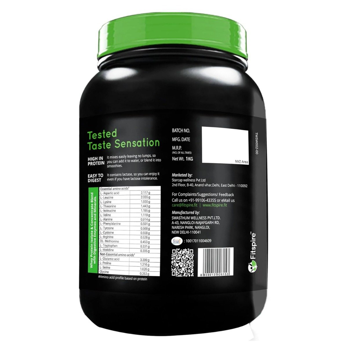 Fitspire 100% Gold Whey Isolate Protein Cookies & Cream Flavour Powder, 1 kg, Pack of 1 Fitspire 100% Gold Whey Isolate Protein Cookies & Cream Flavour Powder, 1 kg, Pack of 1