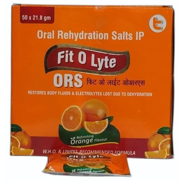 Fit O Lyte Refreshing Orange Flavour ORS Powder, 21.8 gm, Pack of 1