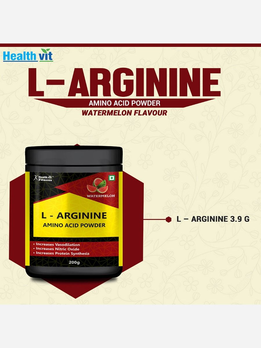 Healthvit LArginine Amino acid Watermelon Powder, 200 gm Price, Uses, Side Effects, Composition