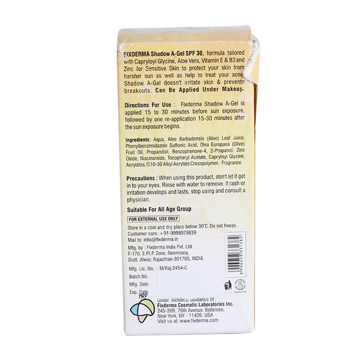 Fixderma Shadow A-Gel Spf 30 Pa+++ Gel 50 ml, Pack of 1 Fixderma Shadow A-Gel Spf 30 Pa+++ Gel 50 ml, Pack of 1