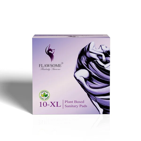Flawsome Plant Based Sanitary Pads XL, 10 Count