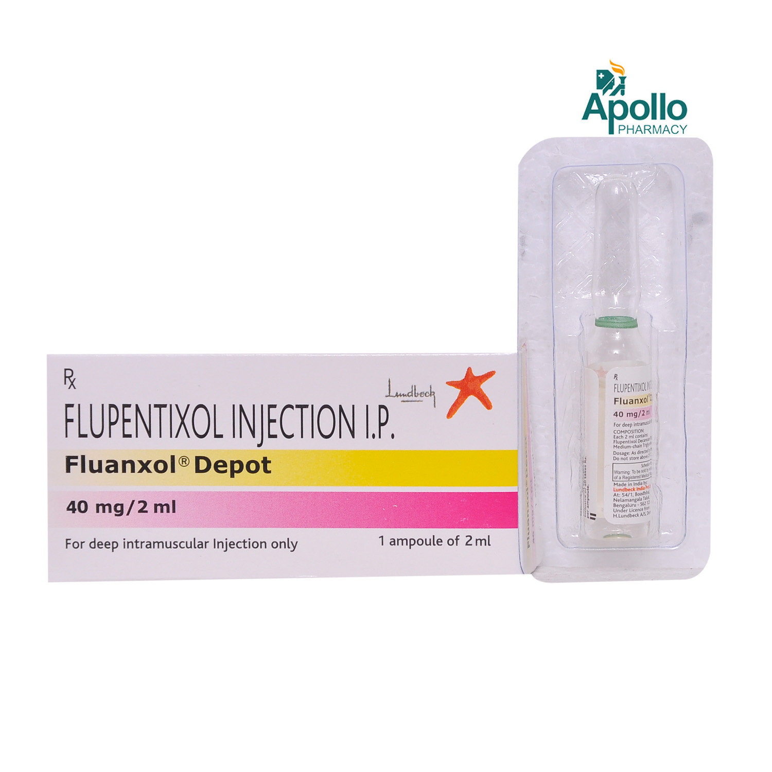 Fluanxol Depot 40 mg Injection 2 ml, Pack of 1 INJECTION Fluanxol Depot 40 mg Injection 2 ml, Pack of 1 INJECTION