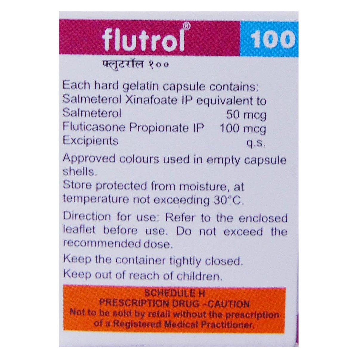 Flutrol 50 mcg/100 mcg Capsule 30's, Pack of 1 Flutrol 50 mcg/100 mcg Capsule 30's, Pack of 1