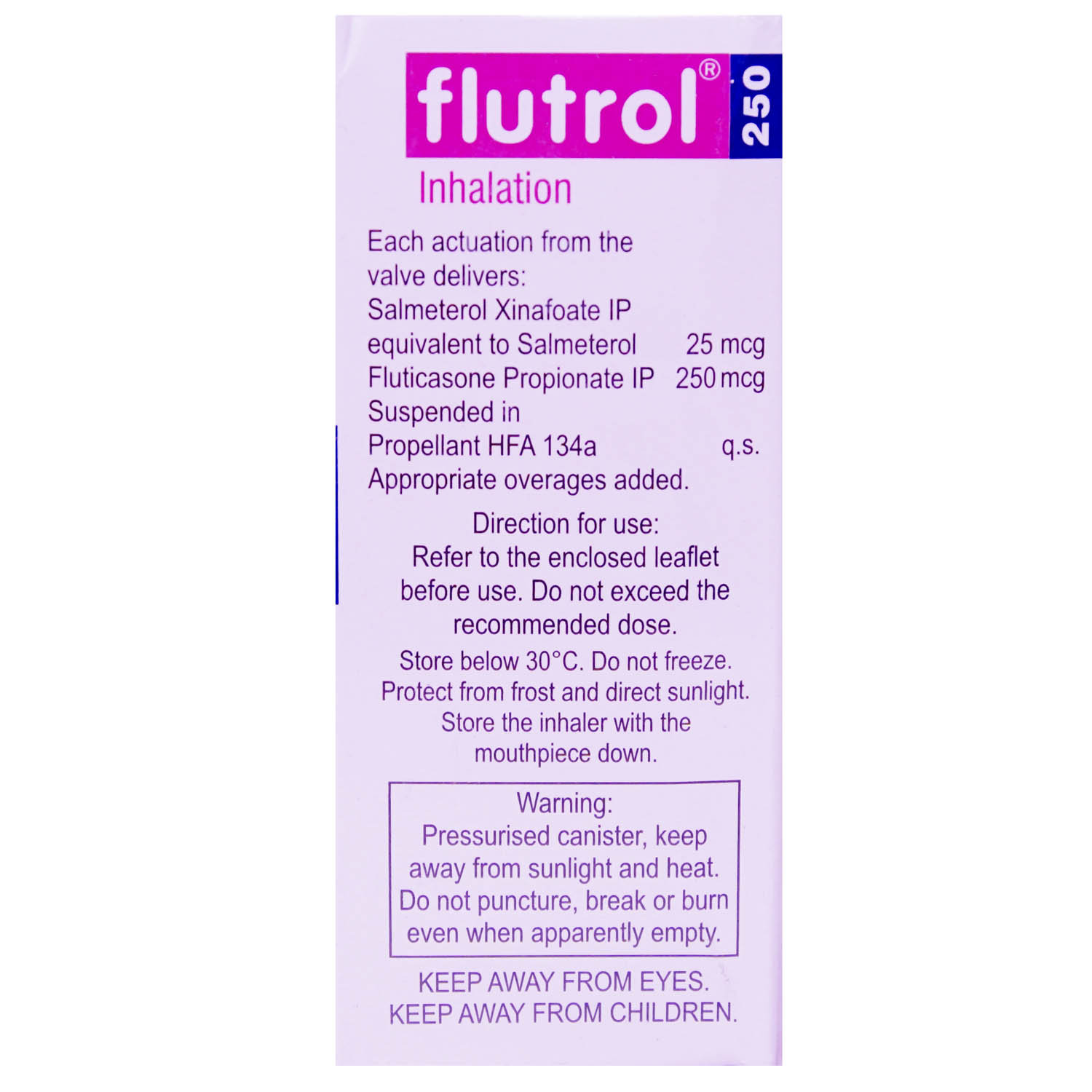 Flutrol 250 Inhaler 120 mdi, Pack of 1 Flutrol 250 Inhaler 120 mdi, Pack of 1