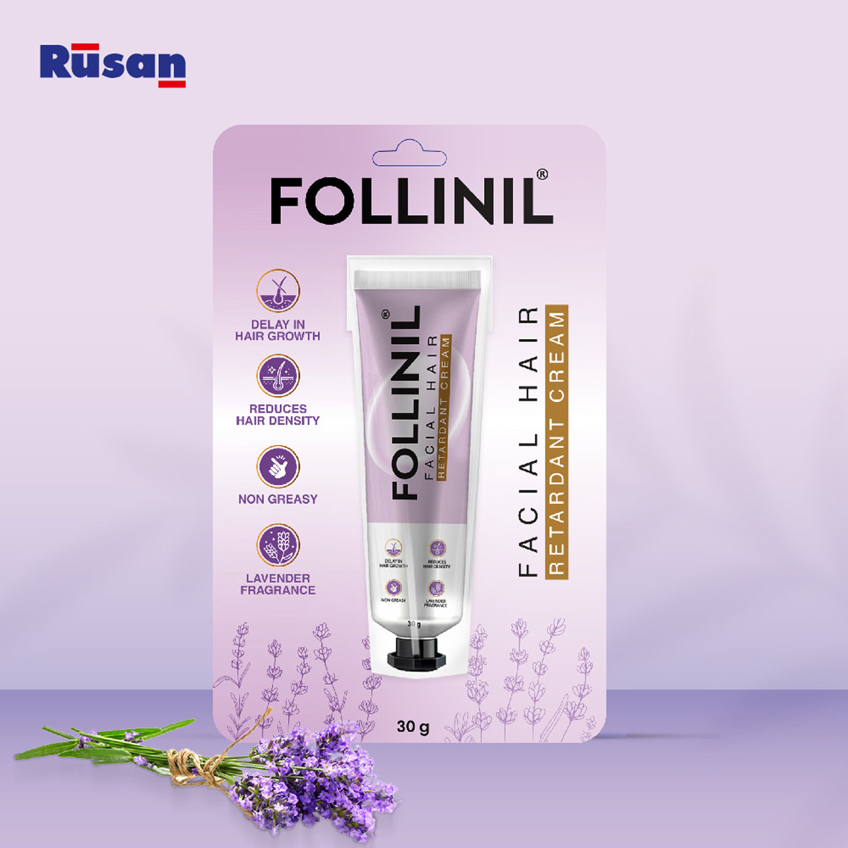 Rusan Follinil Facial Hair Retardant Cream 30 gm, Pack of 1 Rusan Follinil Facial Hair Retardant Cream 30 gm, Pack of 1