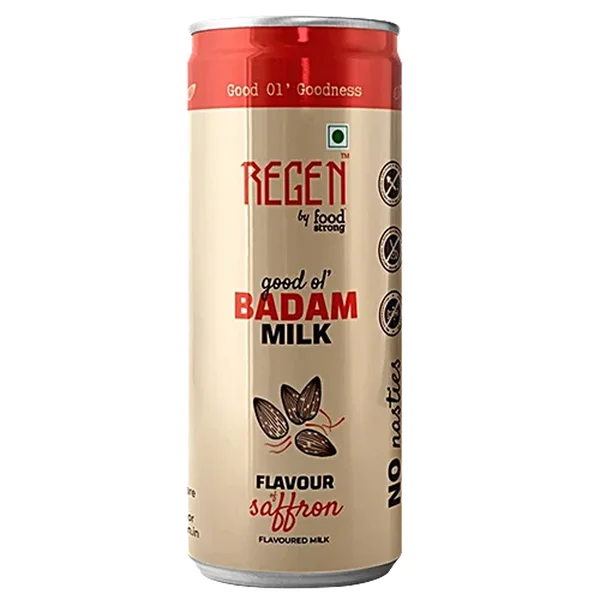 Food Strong Regen Saffron Flavour Badam Milk, 190 ml, Pack of 1