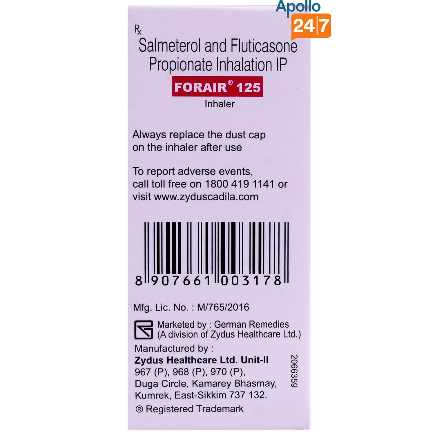 Forair 125 Inhaler 120 mdi Price, Uses, Side Effects, Composition ...