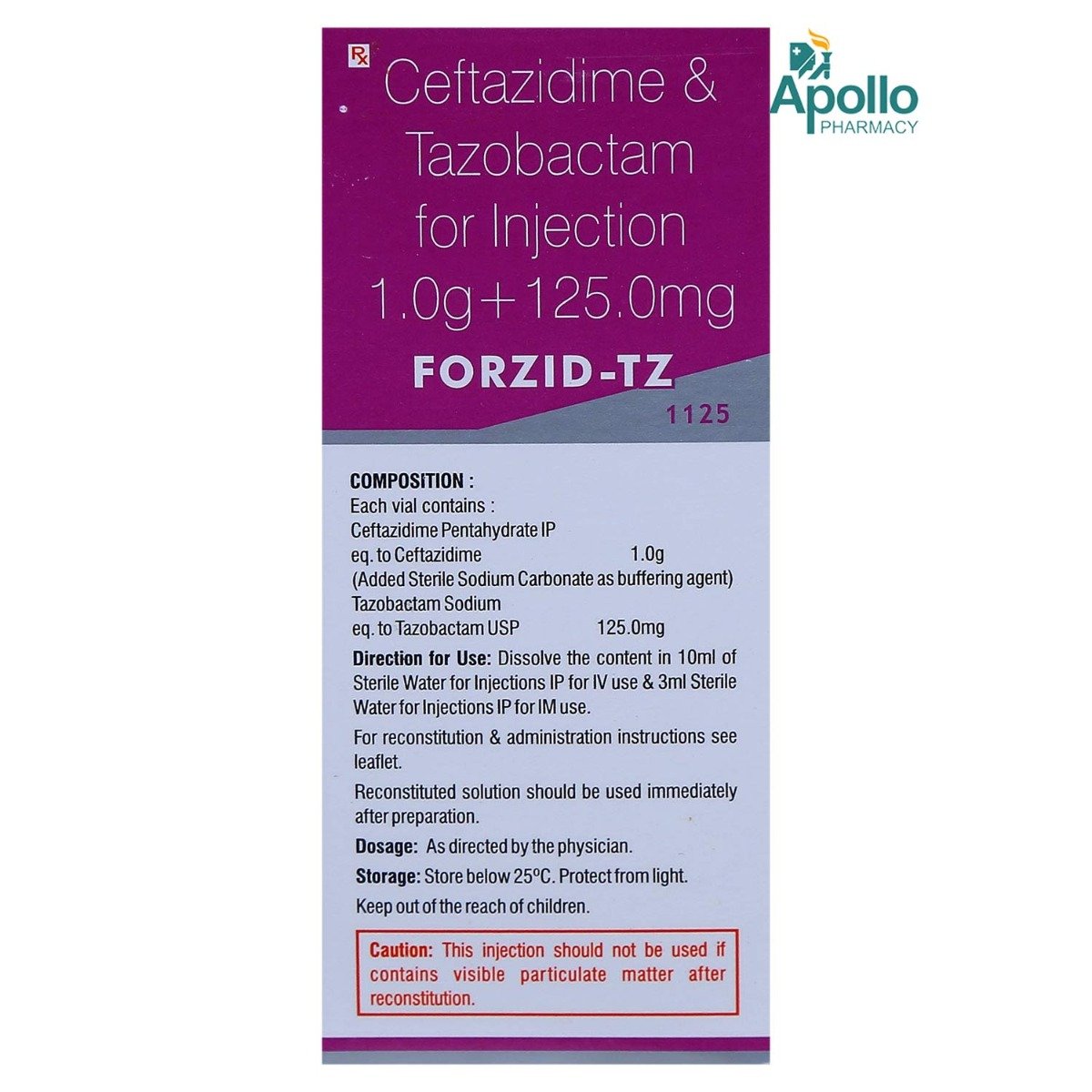 FORZID TZ 1125MG INJECTION, Pack of 1 INJECTION FORZID TZ 1125MG INJECTION, Pack of 1 INJECTION