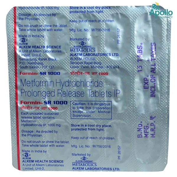 Formin-SR 1000 mg Tablets 15's