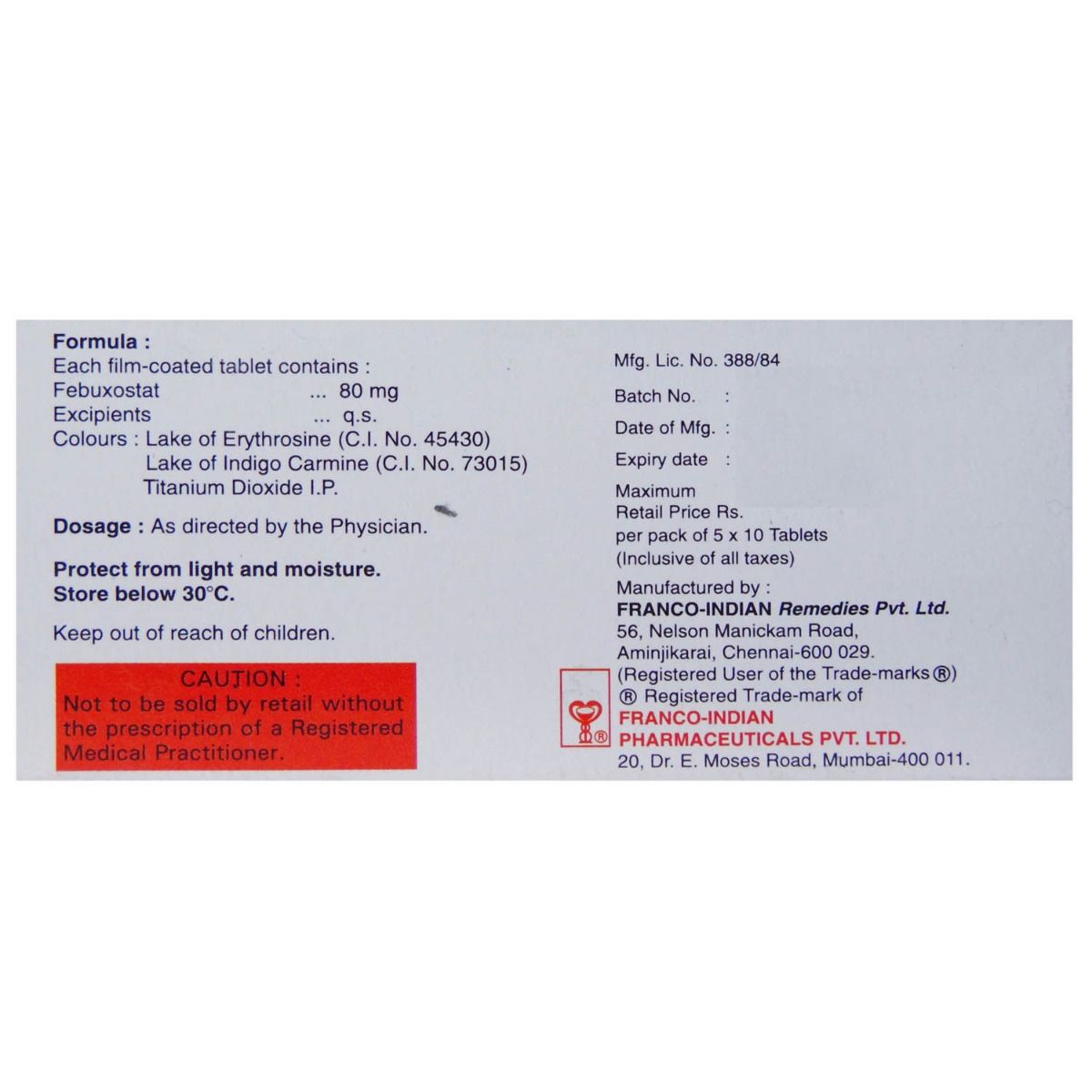 Foxstat 80 mg Tablet 10's Price, Uses, Side Effects, Composition ...