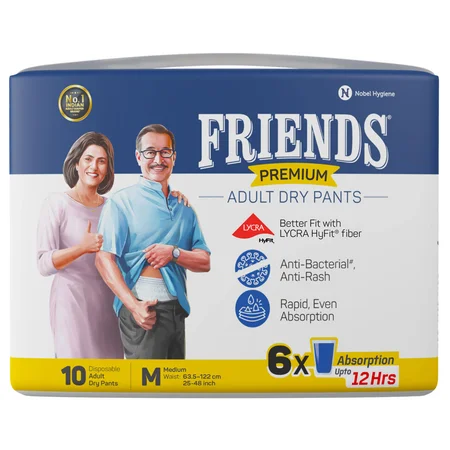 Friends Premium Adult Dry Pants Medium, 10 Count