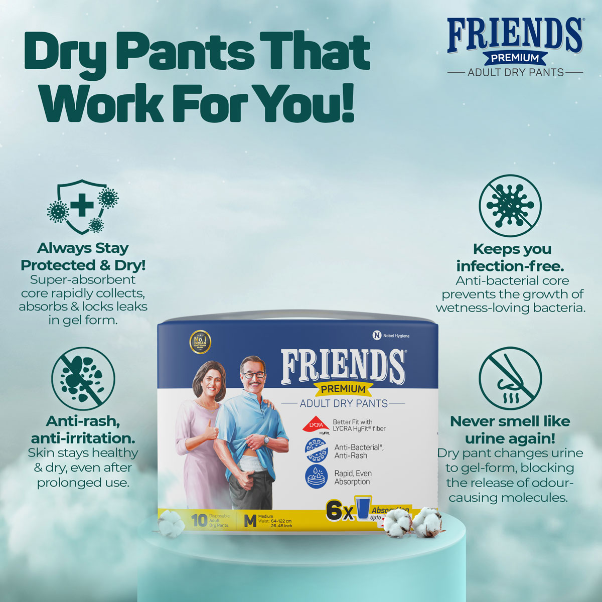 Friends Premium Adult Dry Pants Medium, 10 Count, Pack of 1 Friends Premium Adult Dry Pants Medium, 10 Count, Pack of 1