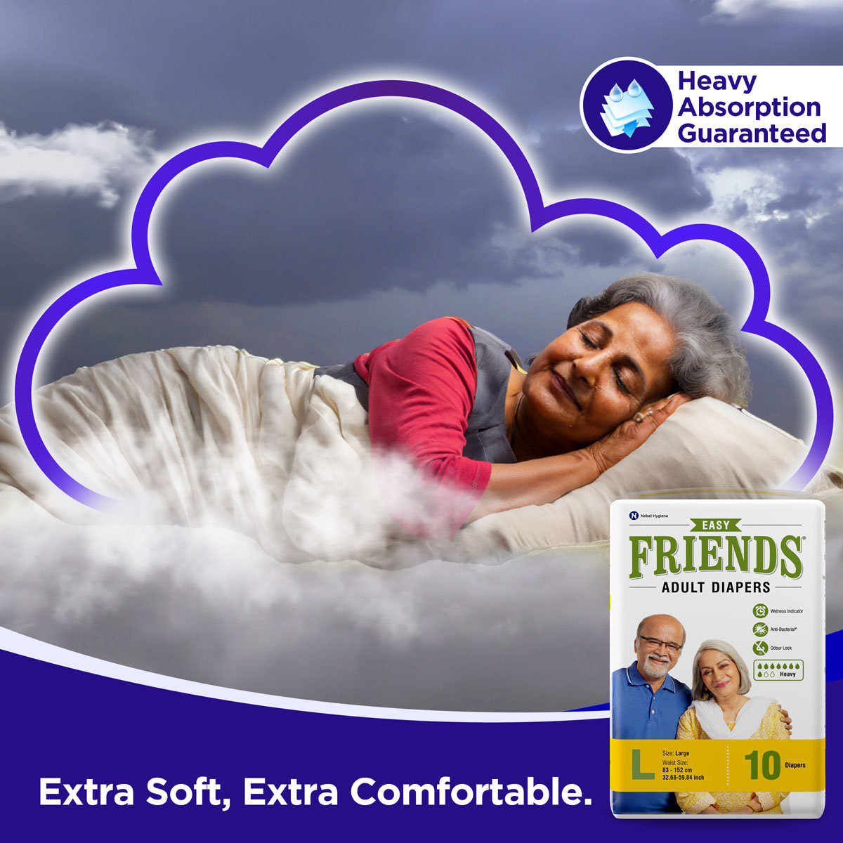 Friends Easy Adult Diapers Large, 10 Count, Pack of 1 Friends Easy Adult Diapers Large, 10 Count, Pack of 1