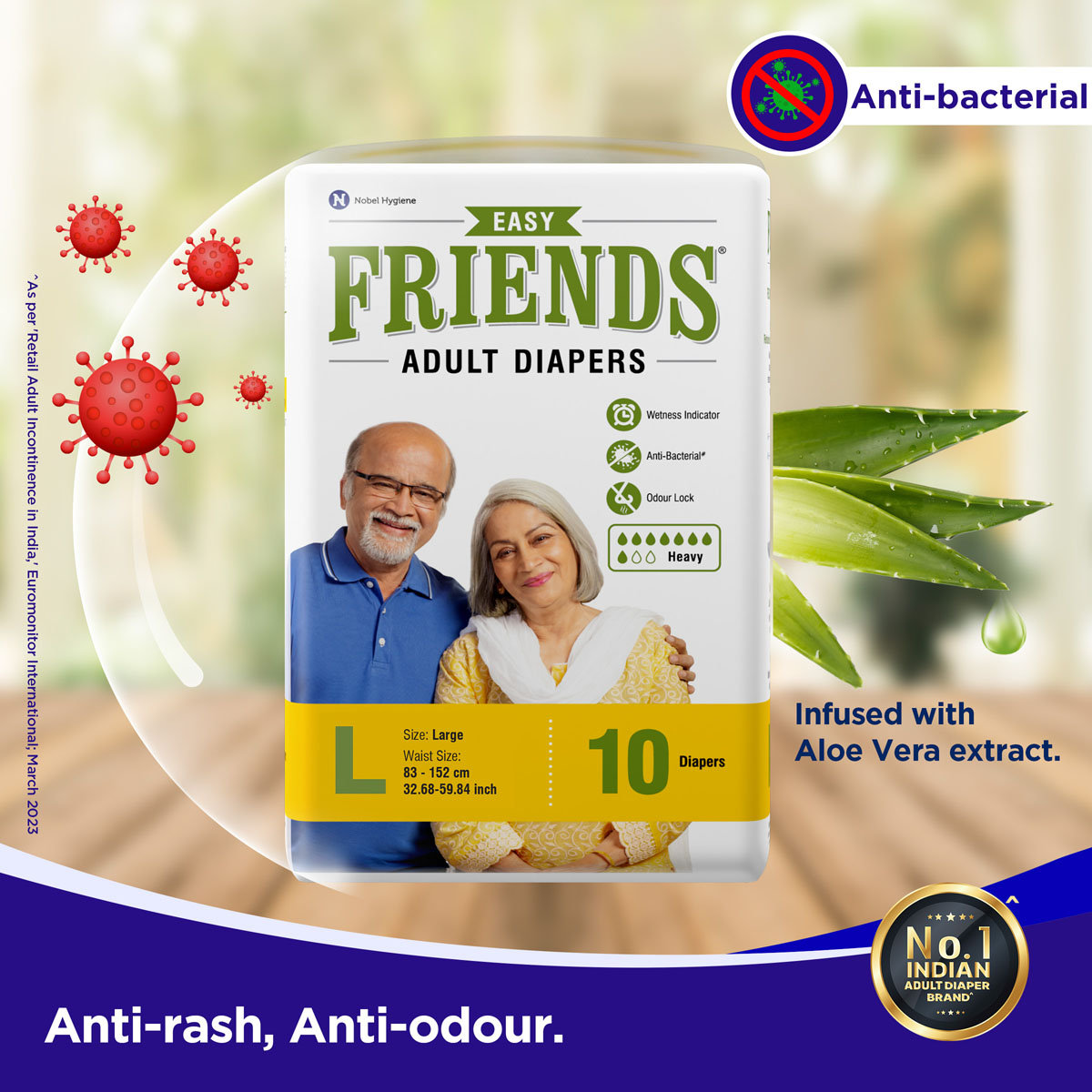 Friends Easy Adult Diapers Large, 10 Count, Pack of 1 Friends Easy Adult Diapers Large, 10 Count, Pack of 1