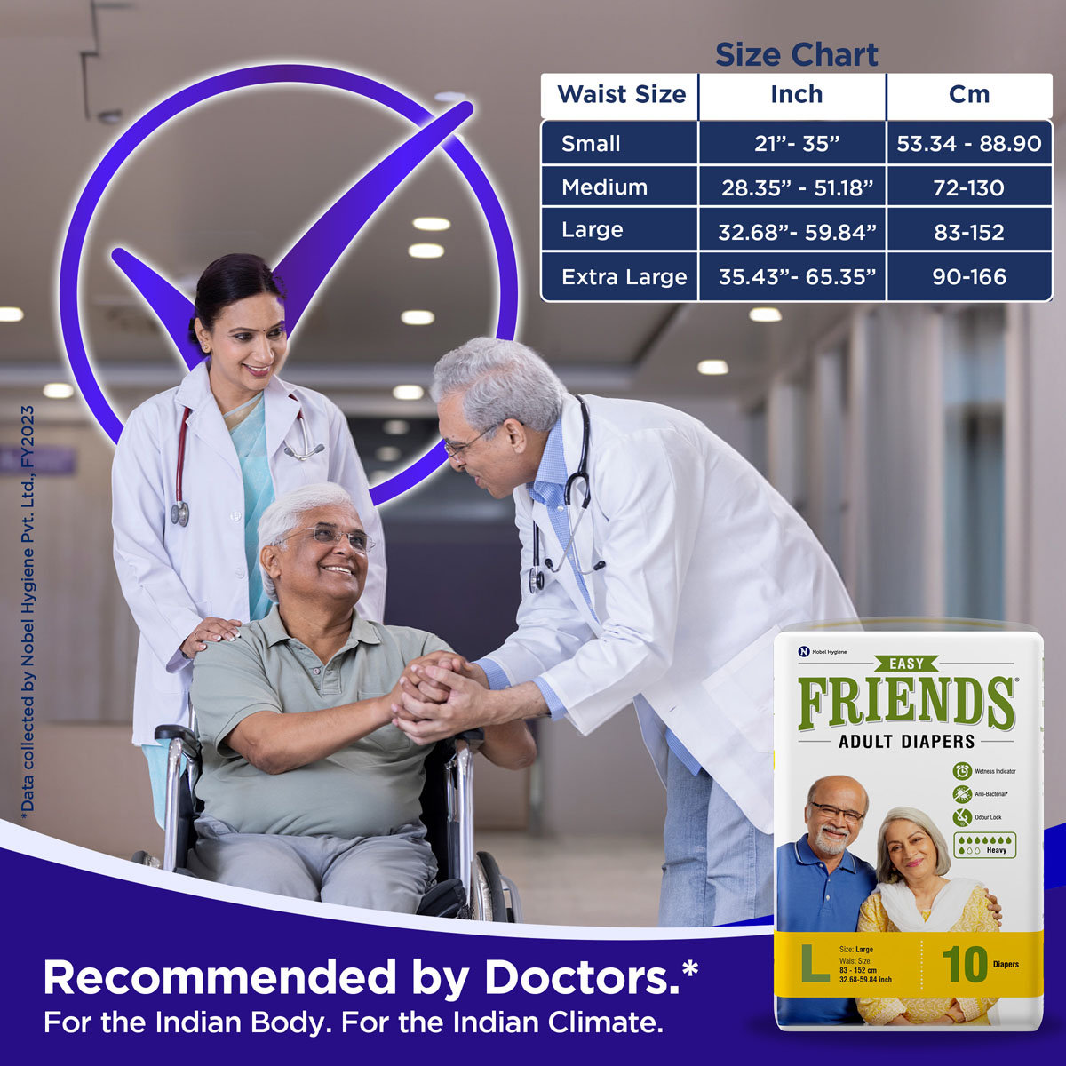 Friends Easy Adult Diapers Large, 10 Count, Pack of 1 Friends Easy Adult Diapers Large, 10 Count, Pack of 1