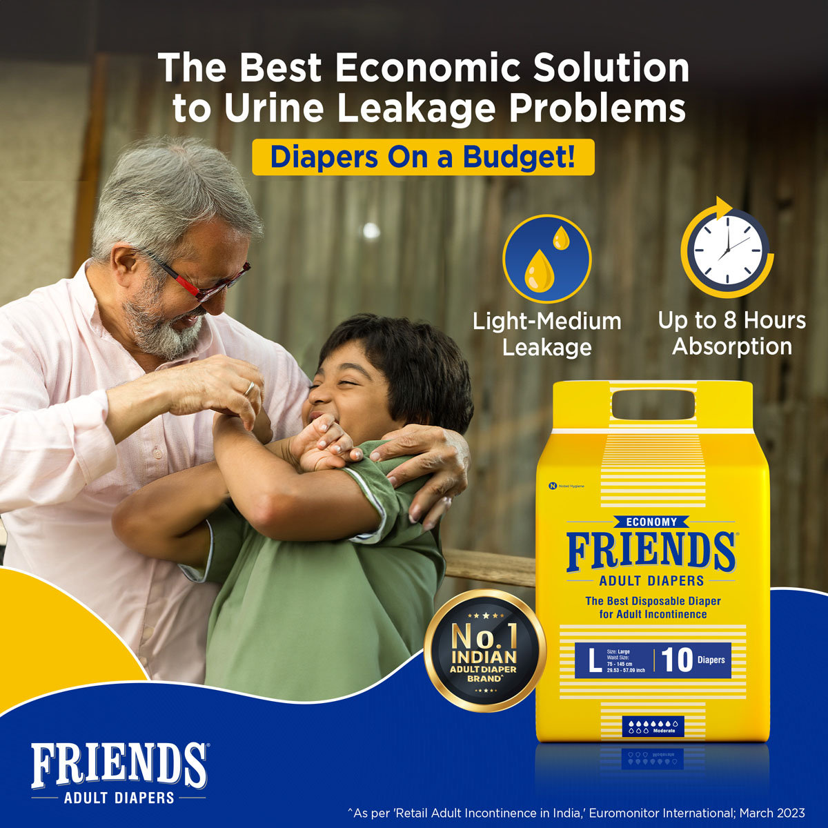 Friends Economy Adult Diapers Large, 10 Count, Pack of 1 Friends Economy Adult Diapers Large, 10 Count, Pack of 1