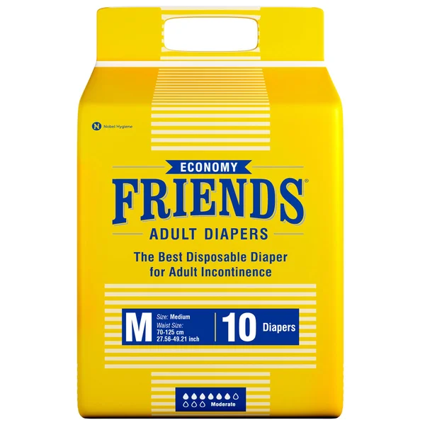 Friends Economy Adult Diapers Medium, 10 Count, Pack of 1