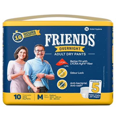 Friends Overnight Adult Diaper Pants Medium, 10 Count, Pack of 1