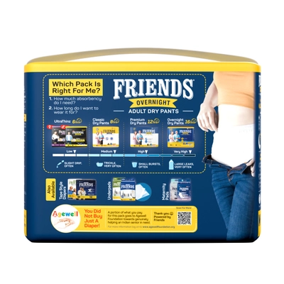 Friends Overnight Adult Diaper Pants Medium, 10 Count, Pack of 1