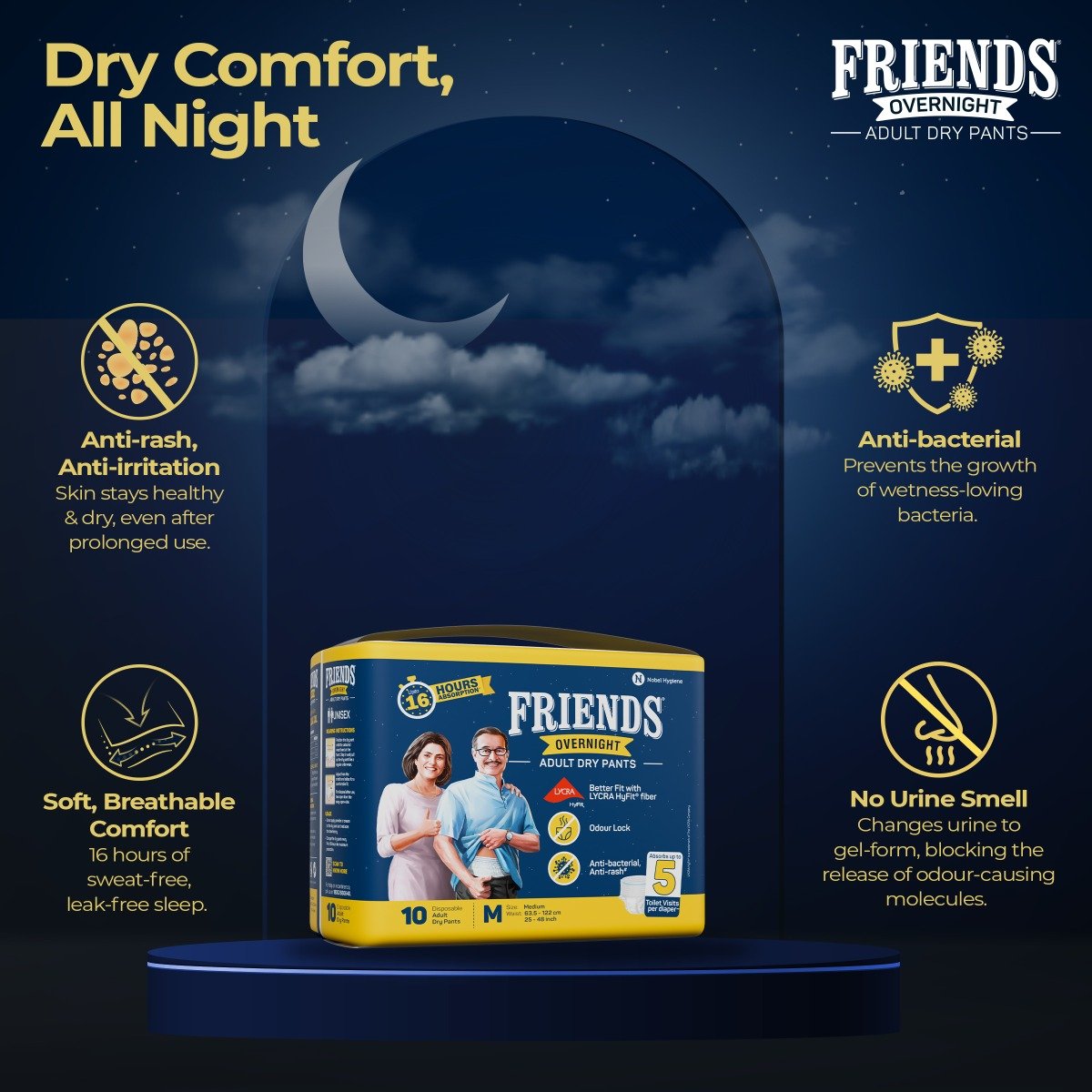 Friends Overnight Adult Diaper Pants Medium, 10 Count, Pack of 1 Friends Overnight Adult Diaper Pants Medium, 10 Count, Pack of 1