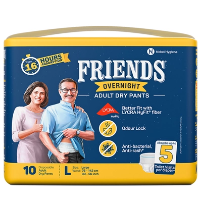 Friends Overnight Adult Diaper Pants Large, 10 Count, Pack of 1