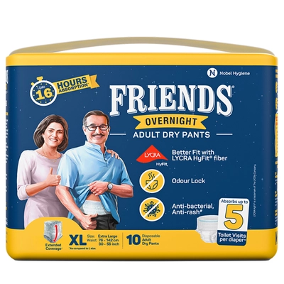 Friends Overnight Adult Diaper Pants XL, 10 Count, Pack of 1