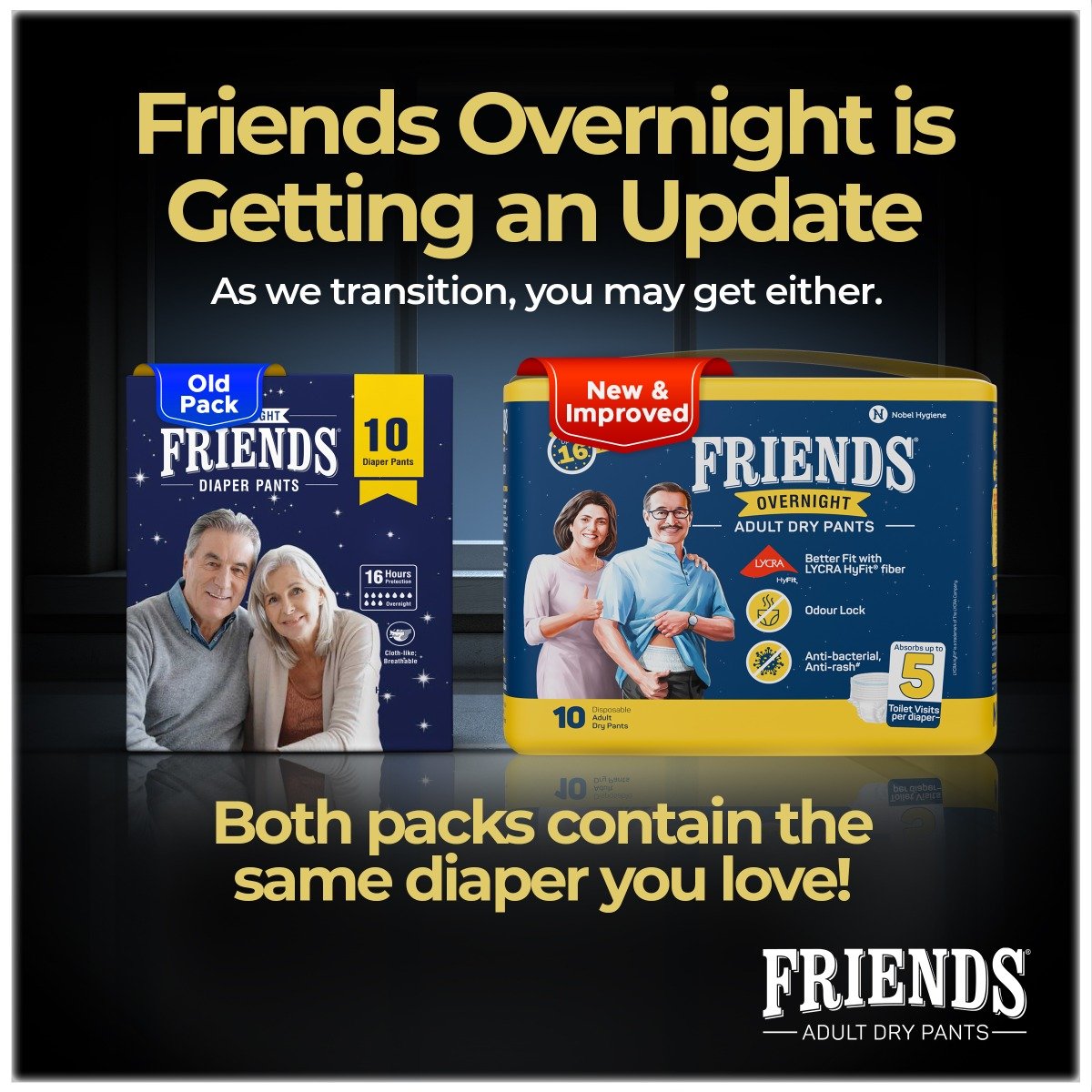 Friends Overnight Adult Diaper Pants XL, 10 Count, Pack of 1 Friends Overnight Adult Diaper Pants XL, 10 Count, Pack of 1