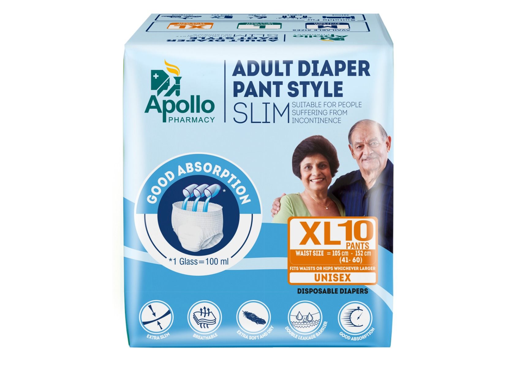 Apollo Pharmacy Adult Diaper Pant Style Slim XL, 10 Count Price, Uses